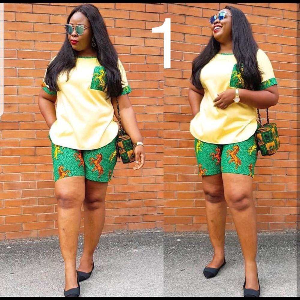 African Ankara short and top/blouse 2piece